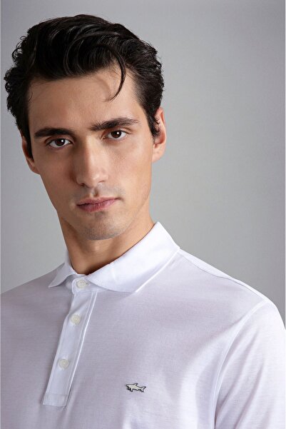 PAUL&SHARK Men's Polo Collar Button Closure Short Sleeve White Polo Collar T-Shirt24411248-010