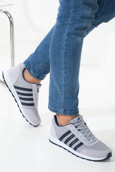 Rona Gifts Pantofi sport cu șireturi, gri pentru bărbați, talpă confortabilă zilnică, moale, ușoare, flexibile