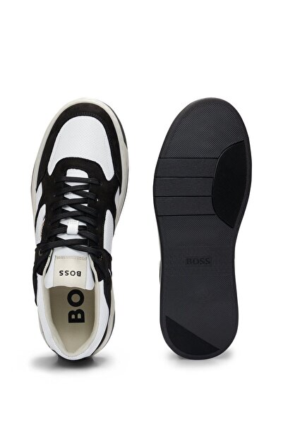 BOSS Erkek Marka Logolu Bağcıklı Kaydırmaz Tabanlı Günlük Siyah Sneaker 50517302-010