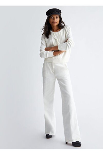 Liu Jo Kadın Bisiklet Yaka Baskılı Rahat Ekru Kazak MF3005MA51I-10701