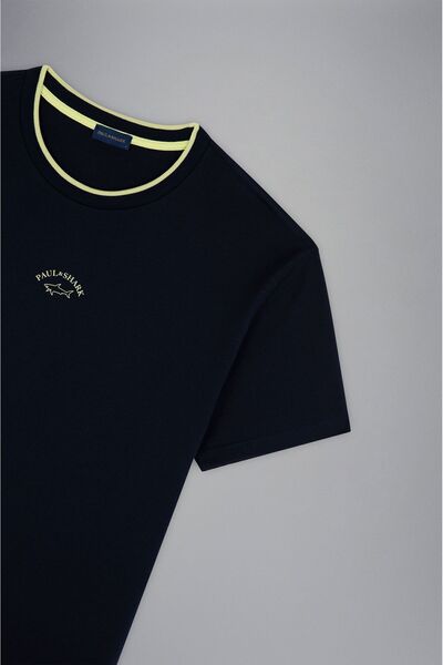 PAUL&SHARK Ανδρικό μπλουζάκι από βαμβακερό κανονικό κορμό με στρογγυλή λαιμόκοψη σε μπλε ναυτικό χρώμα 24411055-013