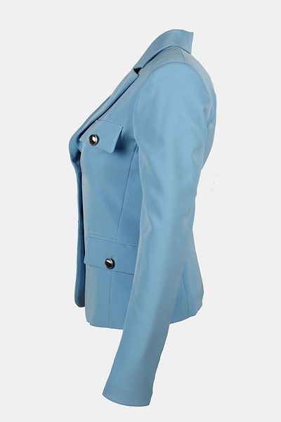 Liu Jo Women's Double Breasted Collar Long Sleeve Padded Blue Jacket WF3120T79896-64021
