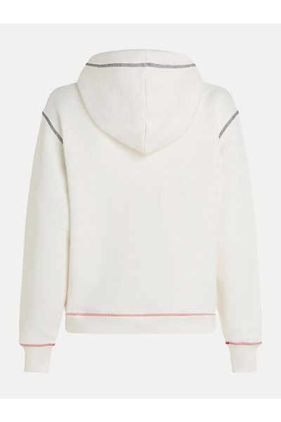 Tommy Hilfiger White Brand Logo Long Sleeve Women's Sweatshirt - WW0WW42424-YBH