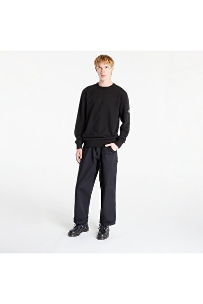 Calvin Klein Λεπτομερές λογότυπο ανδρικής μάρκας, μακρυμάνικο μαύρο φούτερ με κανονική εφαρμογή J30J323426-BEH