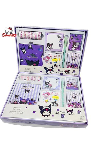SANRIO علبة هدايا كرتونية لطيفة من Kuromi Kawaii Anime Notebook Handbook
