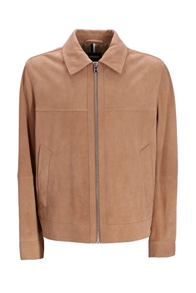 BOSS Erkek Cep Detaylı Fermuar Kapamalı Uzun Kollu Kahverengi Ceket 50510178-282