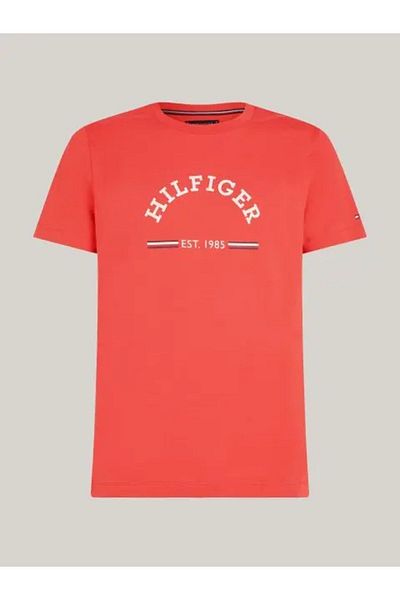 Tommy Hilfiger Men's Red T-Shirt - Short Sleeve, Plain Model, Woven Fabric MW0MW35466-XM0