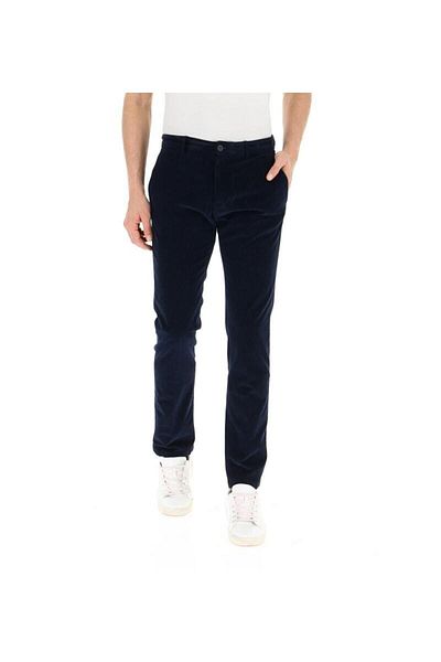 PAUL&SHARK Men's Regular Waisted Slim Fit Straight Leg Navy Blue Trousers12314025-050