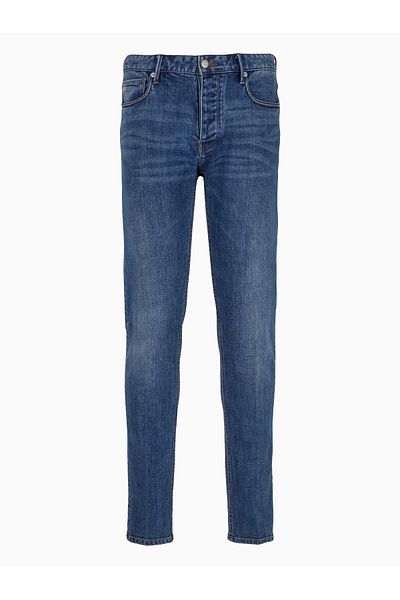Emporio Armani Мъжки тъкани дънки с лого на марката, сини 3D1J75 1DRRZ-0943