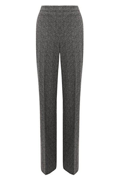 BOSS Kadın Geniş Paçalı Normal Belli Uzun Siyah-Gri Pantolon 50505975-960