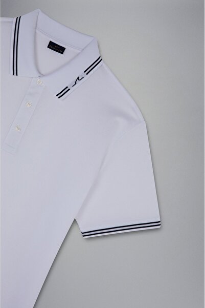 PAUL&SHARK Men's Cotton Polo Collar Button Closure Short Sleeve White Polo Collar T-Shirt24411232-010