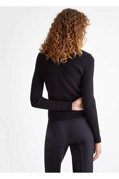 Liu Jo Pulover de damă cu mânecă lungă, cu imprimeu, din țesătură moale, pulover negru MF3296MS99E-22222