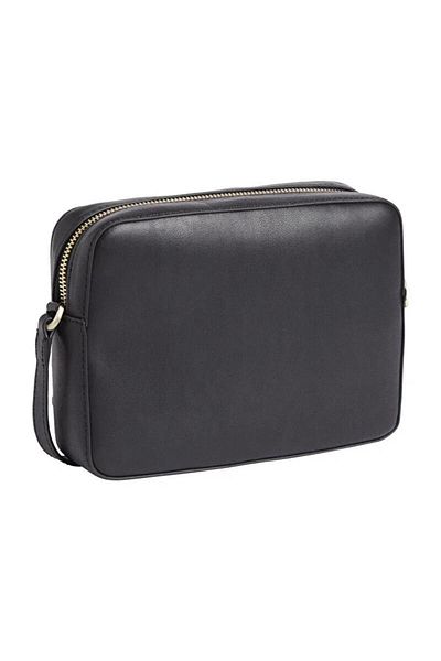 Calvin Klein Women's Leather Brand Logo Zippered Daily Use Black Shoulder Bag K60K611083-BEH