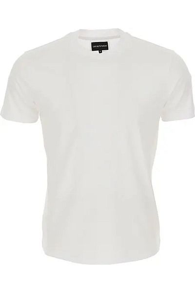 Emporio Armani Ανδρικό βαμβακερό ύφασμα ζέρσεϊ λευκό μπλουζάκι με λογότυπο μάρκας 8N1TE8 1JUVZ-0100