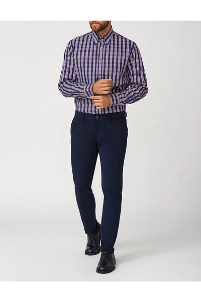 PAUL&SHARK Men's Low Waist Cotton Navy Blue Trousers11314412-050