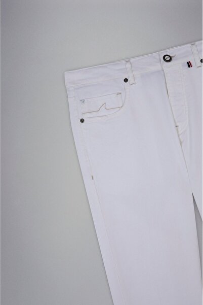 PAUL&SHARK Ανδρικό τζιν με λεπτή εφαρμογή, βαμβακερό μείγμα με 5 τσέπες λευκό τζιν 24414102 -010