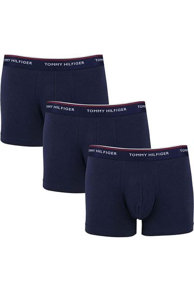 Tommy Hilfiger Men's Elastic Waist Short Length Logo Woven Fabric Navy Blue Boxer 1U87903842-409
