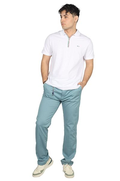 PAUL&SHARK Men's Long Length Buttoned Daily Use Green Trousers with Pockets24414043-413