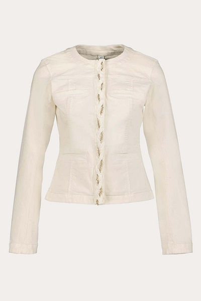 Liu Jo Women's Denim Long Sleeve Daily Use Ecru Jacket UF3125D4448-10701