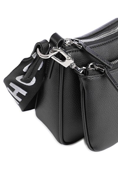HUGO Women's Black Shoulder Bag with Brand Logo and Adjustable Shoulder Strap50516579-001