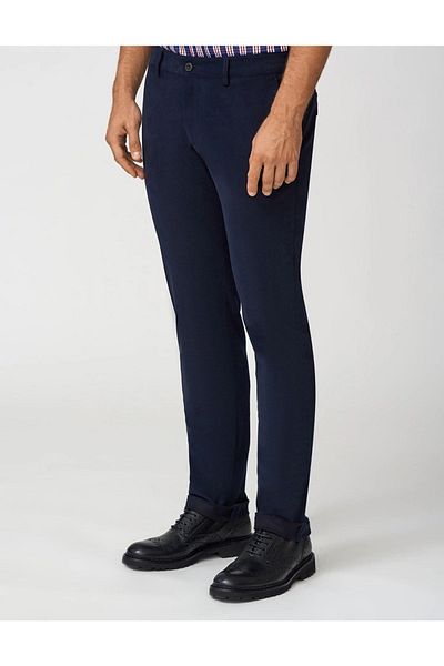 PAUL&SHARK Men's Low Waist Cotton Navy Blue Trousers11314412-050