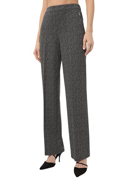 BOSS Kadın Geniş Paçalı Normal Belli Uzun Siyah-Gri Pantolon 50505975-960