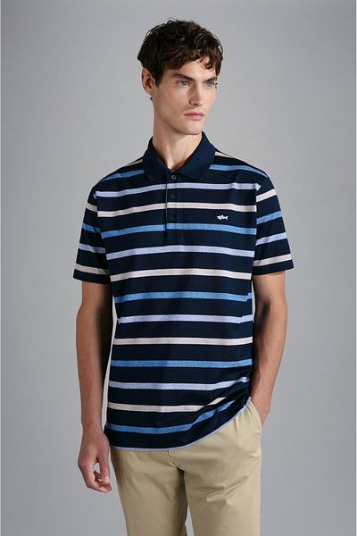 PAUL&SHARK Tricou cu guler polo pentru bărbați, cu închidere cu nasturi, cu mânecă scurtă, albastru bleumarin24411269-169
