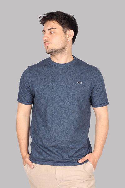 PAUL&SHARK Ανδρικό Μπλε T-Shirt - Βαμβακερό, Casual Fit, Λογότυπο 24411014 -013
