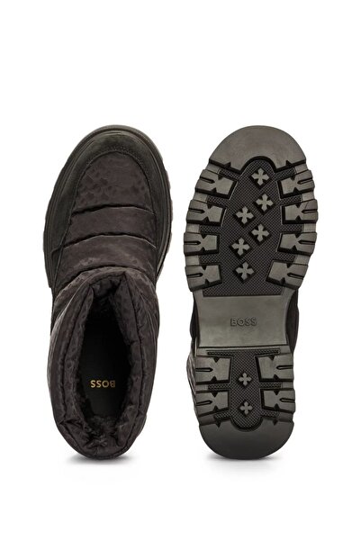 BOSS Kadın Deri Logolu Kalın Tabanlı Günlük Kullanım Siyah Bot & Bootie 50504544-001