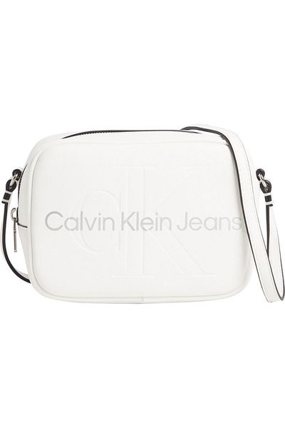 Calvin Klein Women's Brand Logo Adjustable Shoulder Strap Stylish Looking White Shoulder Bag Suitable for Daily Use