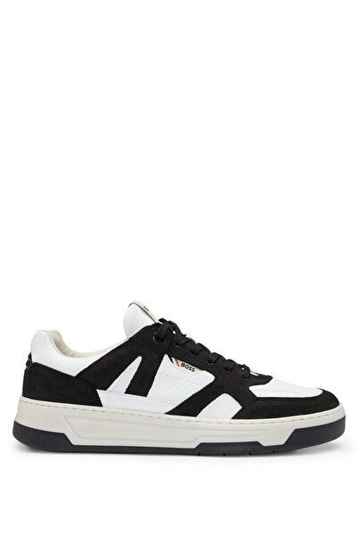 BOSS Erkek Marka Logolu Bağcıklı Kaydırmaz Tabanlı Günlük Siyah Sneaker 50517302-010