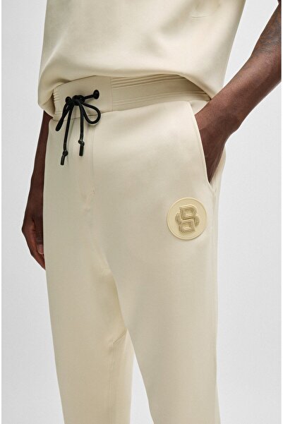 BOSS Men's Ecru Trousers - Elastic and Rope-Tied,50521382-131