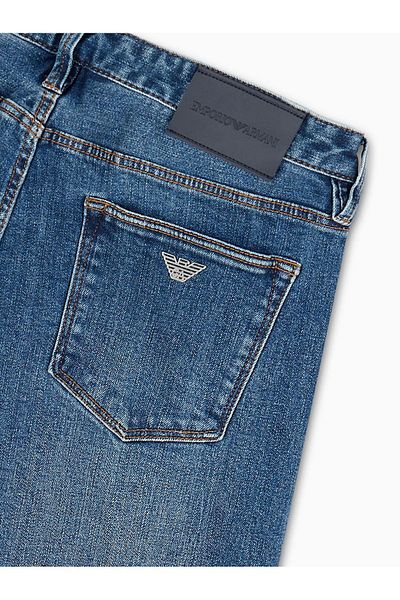 Emporio Armani Мъжки тъкани дънки с лого на марката, сини 3D1J75 1DRRZ-0943