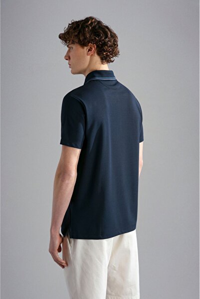 PAUL&SHARK Men's Woven Polo Collar Sleeveless Casual Navy Blue Polo Collar T-Shirt24411340-013