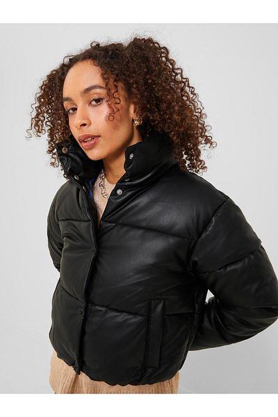 Jack & Jones Jack Jones Jxbreezy Faux Leather Short Jkt Otw Sn Palton negru pentru femei 12236383 -02