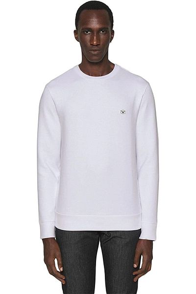 Emporio Armani Мъжки бял суитшърт с кръгло деколте и лого от памук 8n1md1 1jhsz-0100