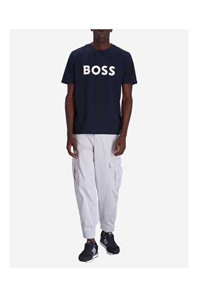 BOSS Erkek regular fit Kısa Kollu Düz Bisiklet Yaka Lacivert T-Shirt 50495742...