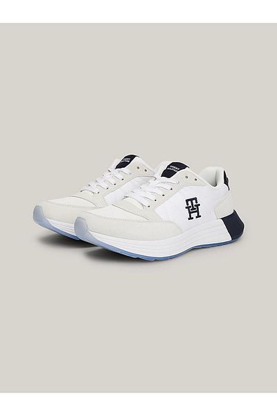 Tommy Hilfiger Men's Logo Regular Fit Lace-Up Casual White Sneakers FM0FM04939-YBS