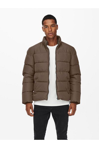 Only & Sons Onsmelvın Life Puffer Jacket Otw Vd Ανδρικό καφέ2 παλτό 22019345 -15