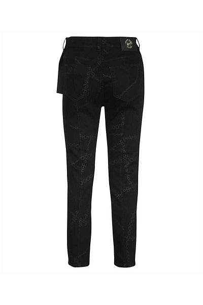 Versace بنطال جينز نسائي أسود بقصة ضيقة وخصر عادي 75HAB5X0DS010L54-909