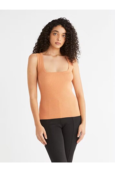 Calvin Klein Kadın Logolu Kısa Kollu Pamuklu Kahverengi Atlet K20k204984-gqb