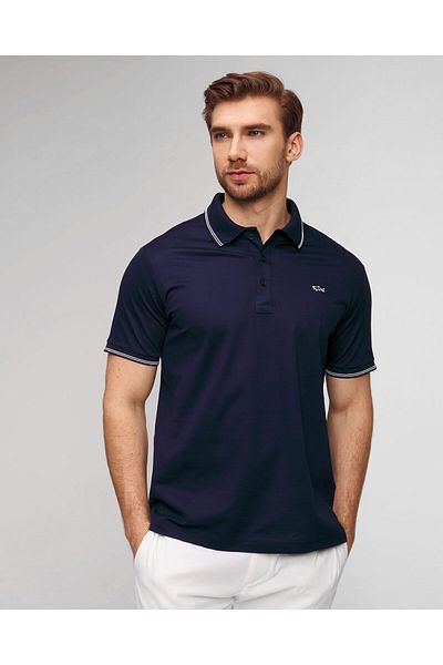 PAUL&SHARK Men's Cotton Polo Neck Short Sleeve Daily Use Navy Blue Polo Neck T-Shirt24411202-013