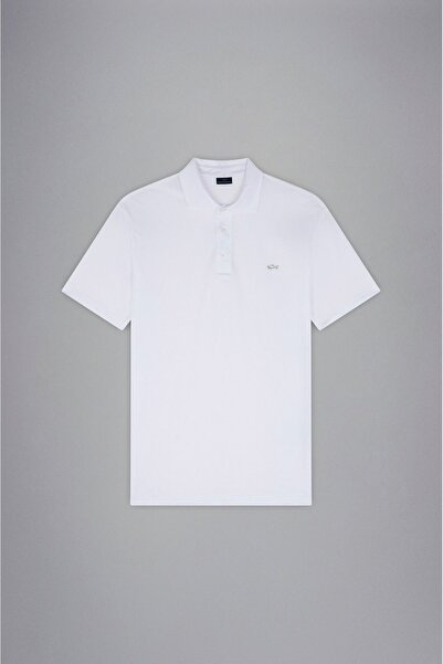 PAUL&SHARK Men's Polo Collar Button Closure Short Sleeve White Polo Collar T-Shirt24411248-010