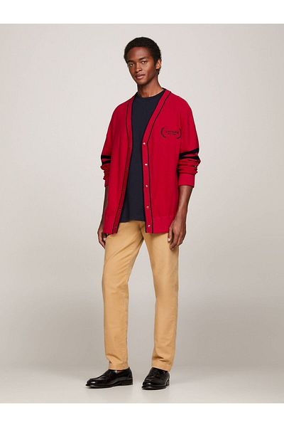 Tommy Hilfiger Men's Logo Round Neck Long Sleeve Casual Red Sweater MW0MW33522-XJV