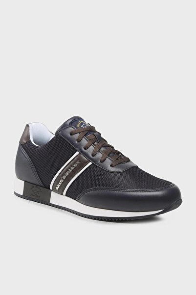 PAUL&SHARK Men's Comfortable Sole Lace-up Blue-Brown Sneakers with Brand Logo12318011-050