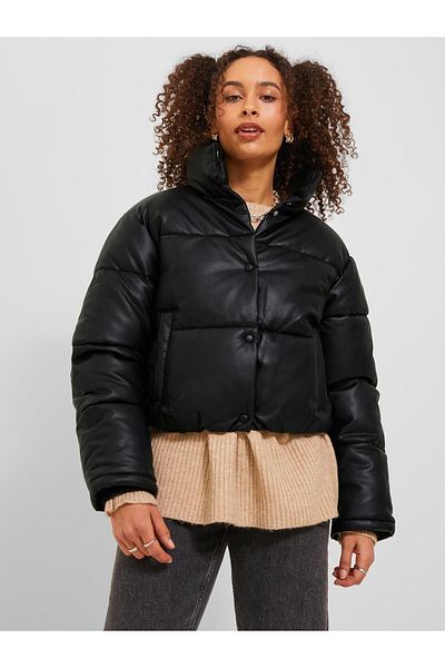 Jack & Jones Jack Jones Jxbreezy Faux Leather Short Jkt Otw Sn Palton negru pentru femei 12236383 -02