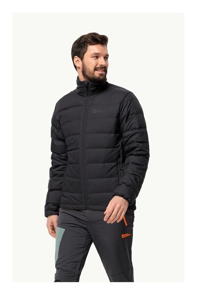 Jack Wolfskin معطف بقلنسوة للرجال باللون الأسود Ather Down Jkt M