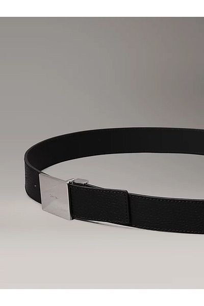 Calvin Klein Adjustable Black Leather Belt with Metal Brand Logo - K50K511982-BEH