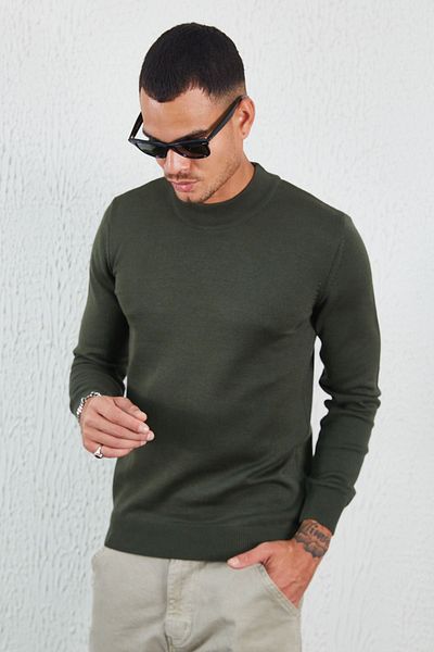 Manche Half Fisherman Basic Knitwear Dark Khaki