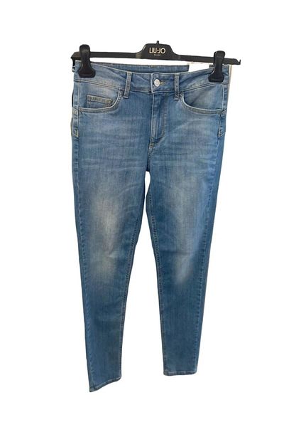 Liu Jo Blugi de damă, denim, învechiți, skinny, lungi, albaștri, cu buzunare UA2013D4506-BLUE
